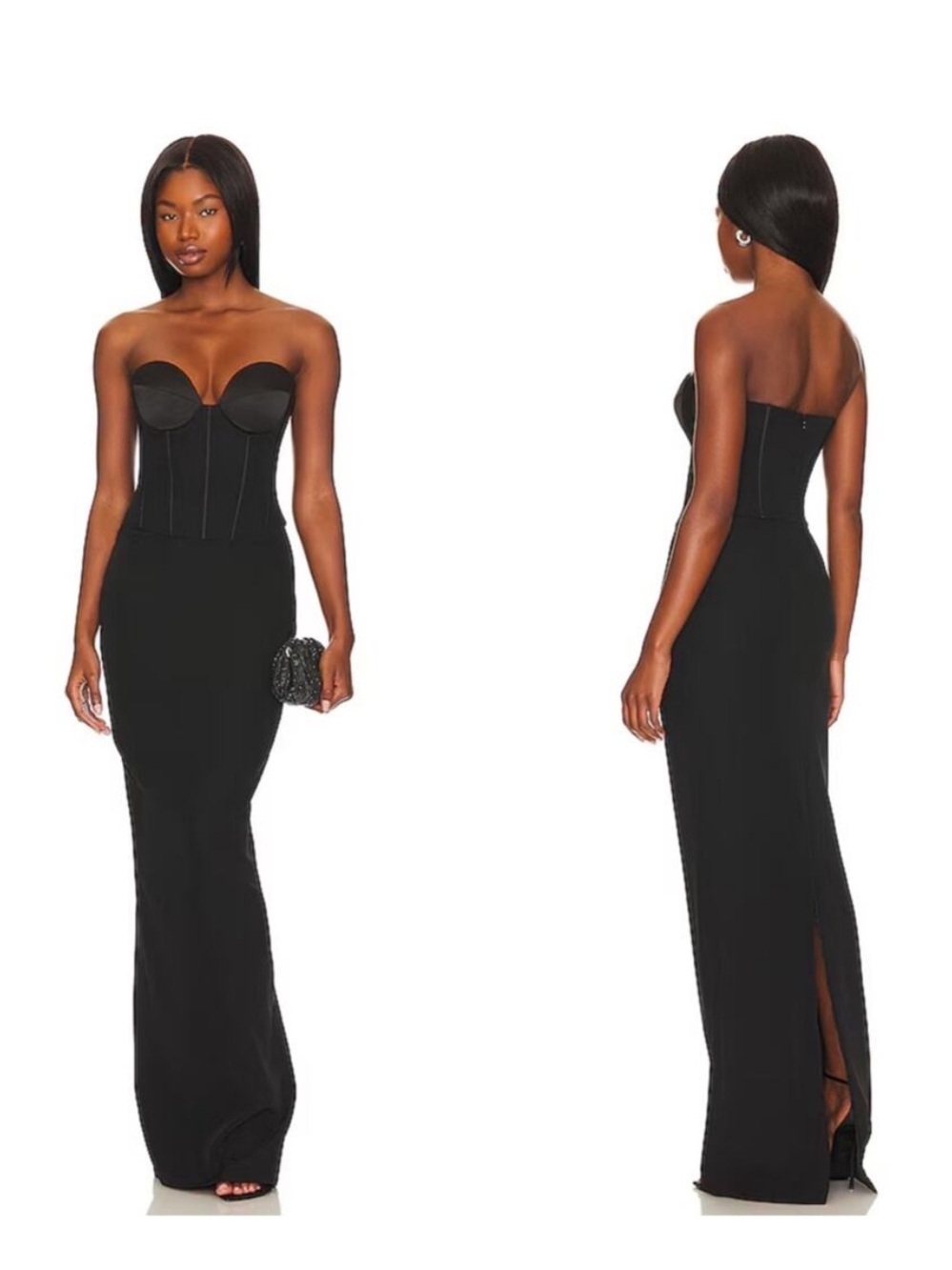 Retrofete Luna Bustier Strapless Bodycon Black Maxi Dress Size Medium NWT - Picture 3 of 10